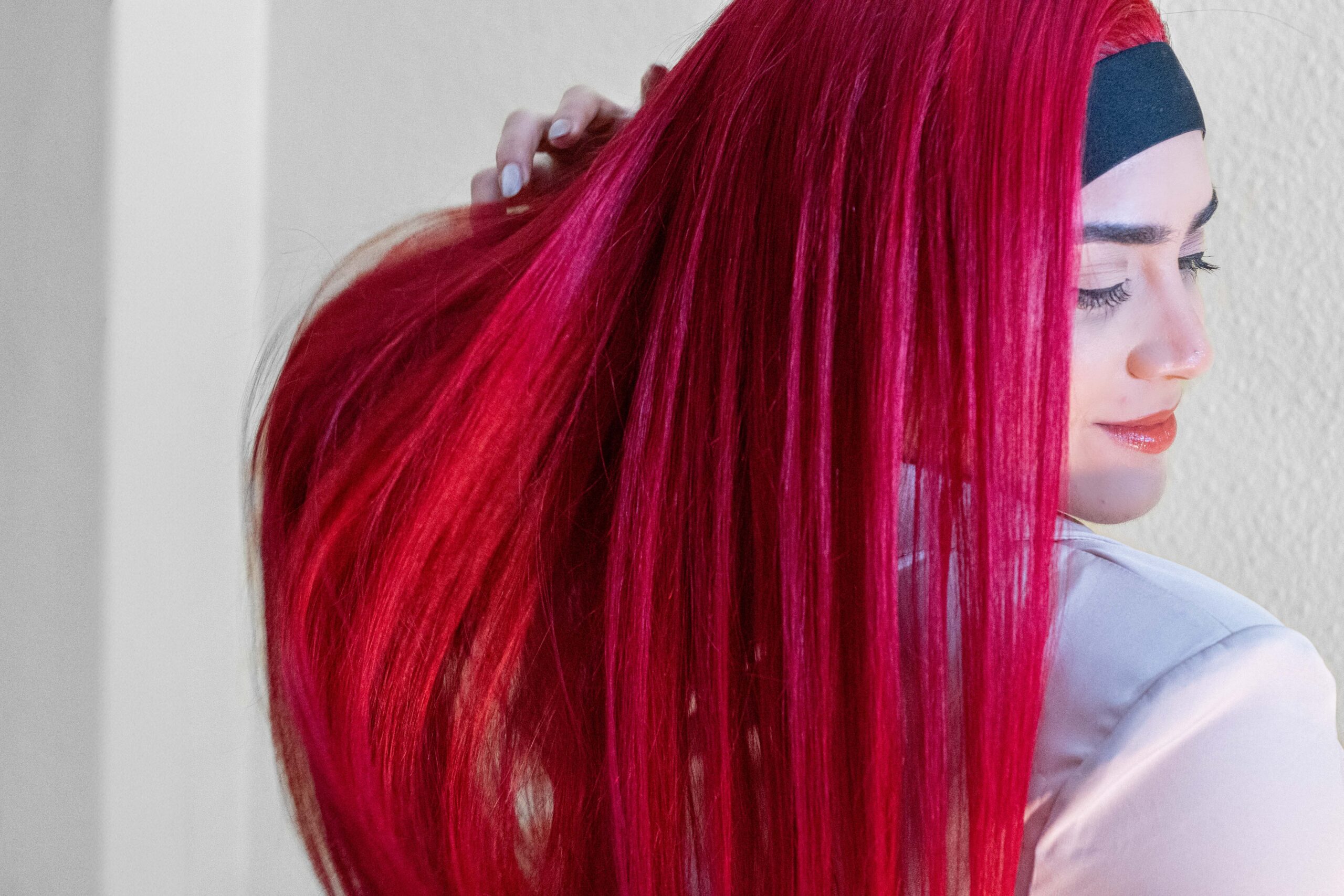 peluca roja de cabello natural